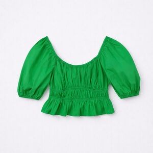 Hudson North 100% Cotton Cropped Puff Sleeve Top M